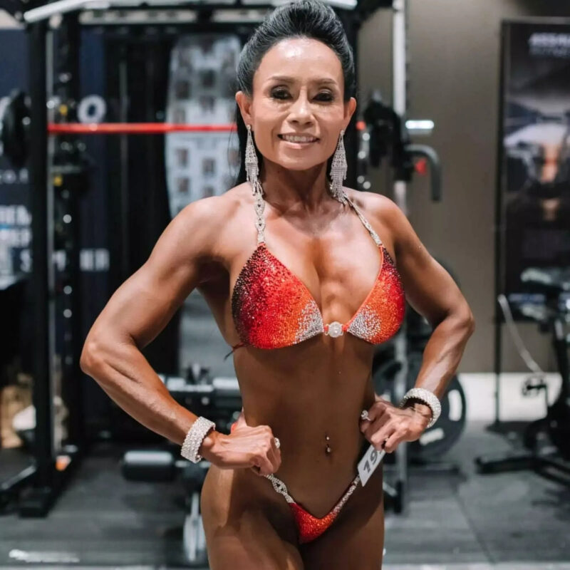 Female bodybuilder in bikini